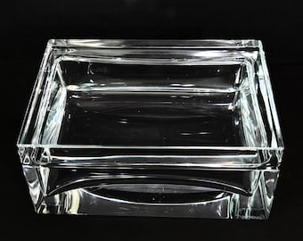 Mottl Glas 1950s Crystal Rectangular Cigarette Box , Mid Century Elegant, Germany