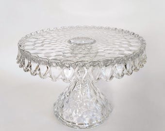 Fostoria Glass American 10" Round Pedestal Cake Stand 1940s, USA