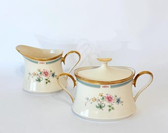 Lenox Morning Blossom Large Cream & Sugar Set, USA, 1980s