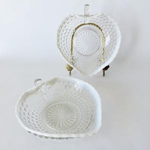 Anchor Hocking Moonstone Nappies/Handled Heart Bowl, (2) Sets of 2, Available, 1940s USA
