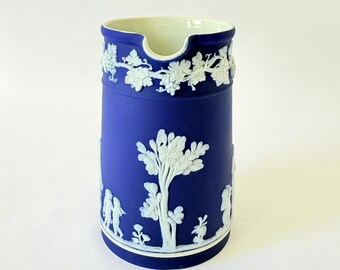 Antique Wedgwood Cobalt Blue Jasperware Tall Cream Pot