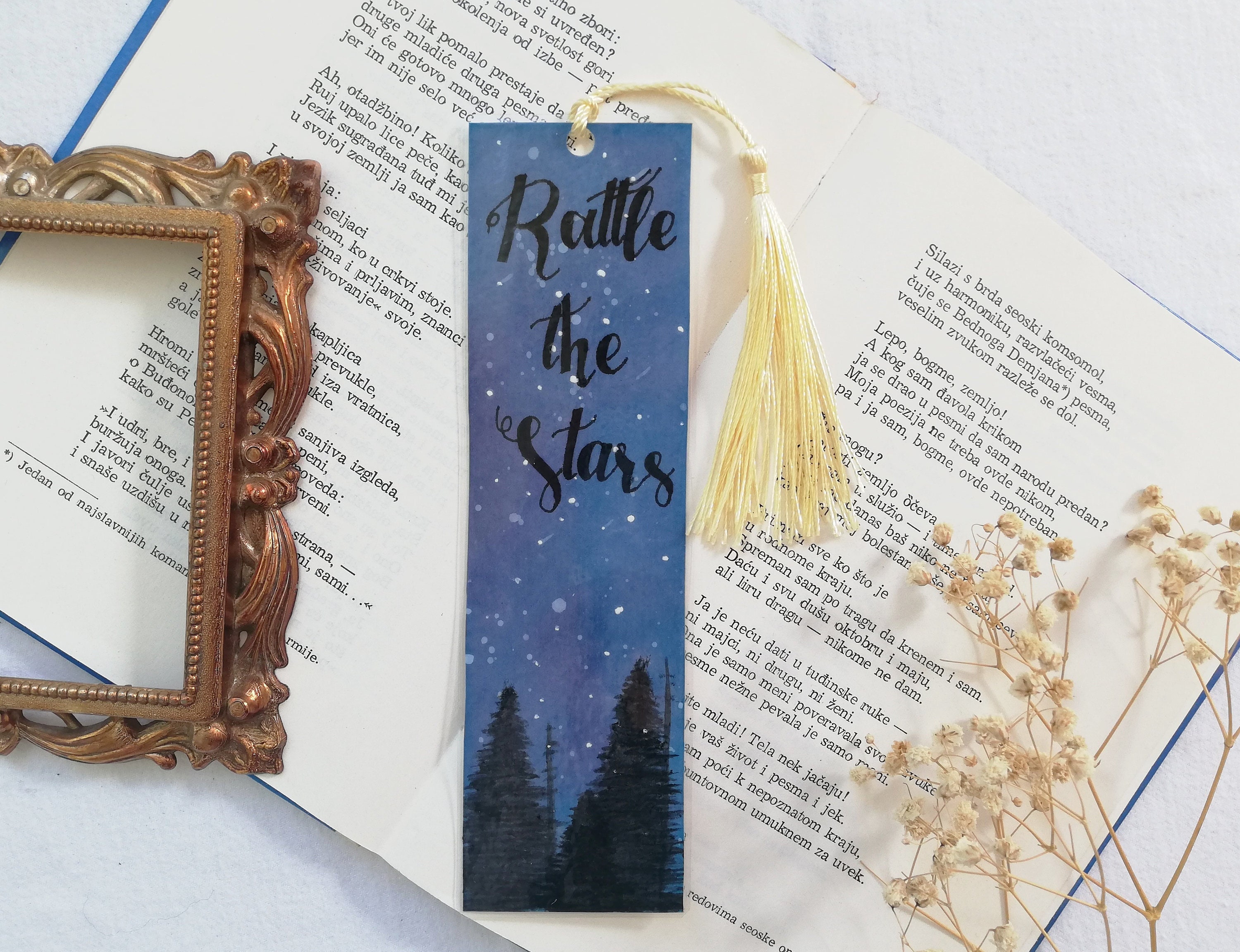 RATTLE THE STARS Galaxy Watercolor Quote Bookmark With - Etsy Israel