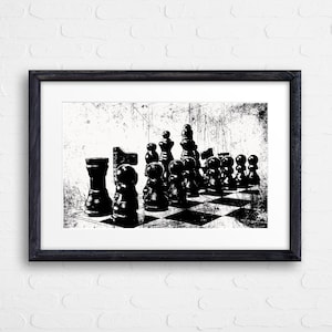 Grunge Chess Set Illustration in Black and White
