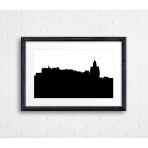 Edinburgh Skyline Silhouette in zwart-wit