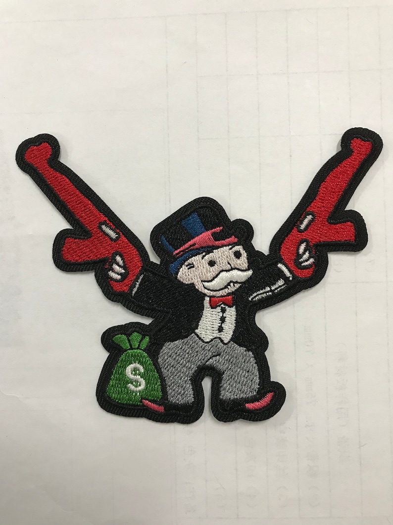 Monopoly Man Custom Embroidered Patch Classic Game Red Guns - Etsy
