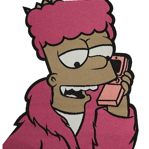 Paid in Full Camron Woven Custom Patch Bart Simpson The Simpsons Pink Homer Hip Hop Cool Dope Culture Embroidered Woven Patches Dipset Pin