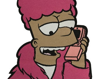 Pagado en su totalidad Camron Woven Custom Patch Bart Simpson The Simpsons Pink Homer Hip Hop Cool Dope Culture Parches tejidos bordados Dipset Pin