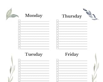 Weekly To Do List Herbal Printable