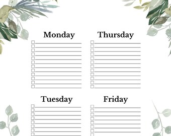 Weekly To Do List Herbaceous Printable