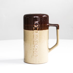 Vintage Brown Glazed Stoneware Cheese Shaker, Dispenser Pottery