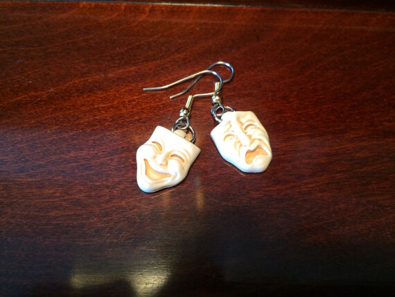 Comedy Tragedy Mask Dangle Earrings