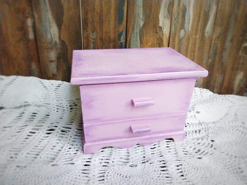 Wooden Jewelry box Hand Painted Jewelry box Princess Fairy Inspired Jewelry Box jewelry armoire Pink and Purple Jewelry box