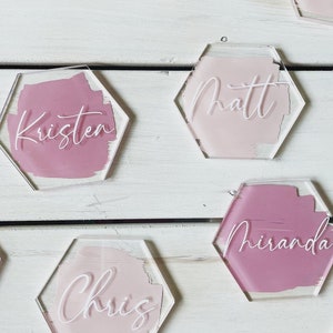 Hexagon Acrylic Place Cards | Wedding Guests | Bridal Party | Seating Chart