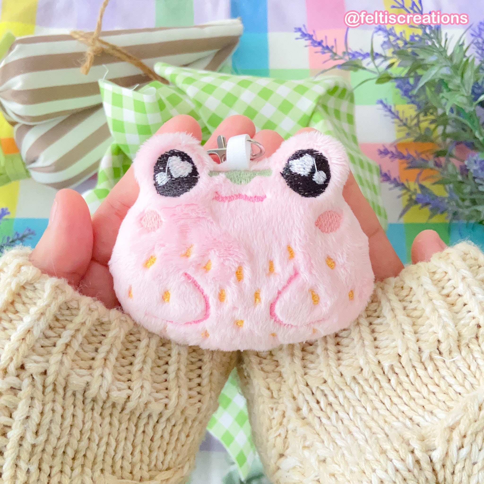 Strawberry Frog Plush Keychain | Etsy