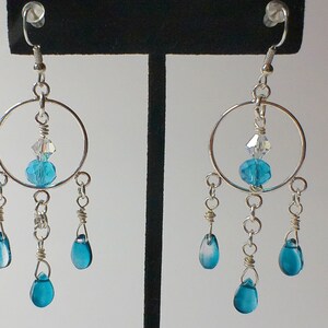 Sparkling Teardrop and Crystal Earrings in Blue
