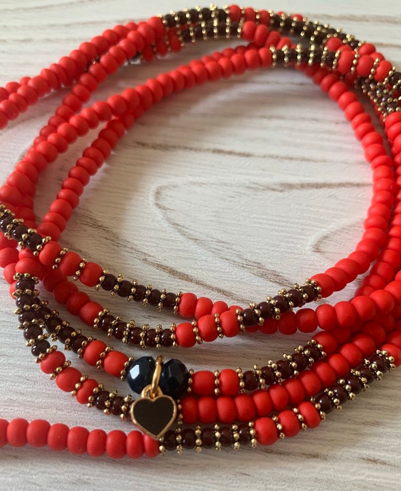 Plus Size Belly Beads red,brown,Waist Jewelry Traditional Waist Beads Waist Beads African Beads Waist Training