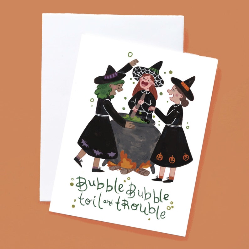 Bubble Bubble Toil and Trouble Greeting Card Etsy