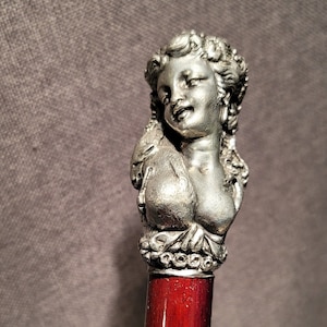 Maiden Italian Pewter Walking Stick - 35 1/2&quot; length