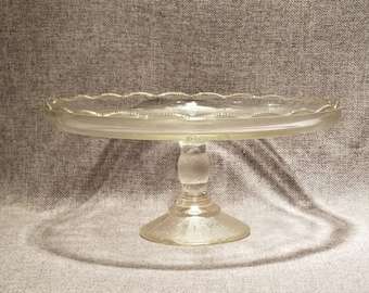 Pedestal Cake Stand EAPG, Depression Glass, Pressed Glass Harp design