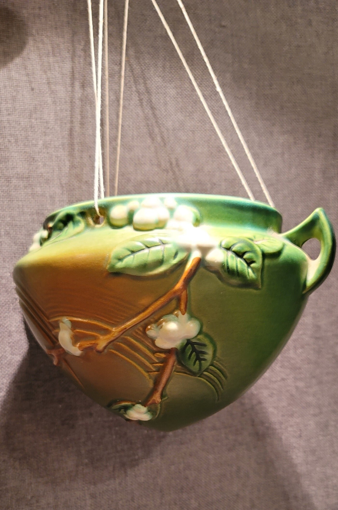 Roseville Pottery Snowberry Green Hanging Planter - 1947 - Etsy