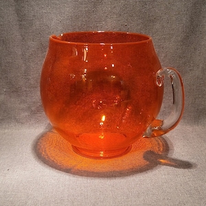 Huge Vintage Orange Glass Pitcher - Punch Bowl
