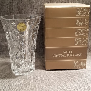 Avon Crystal Bud Vase - 5 1/8&quot; with original box
