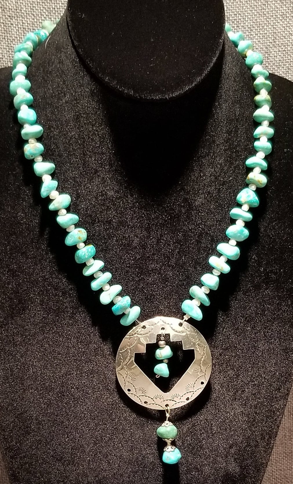 Turquoise and Pearl Color Bead Necklace With Sterling - Etsy