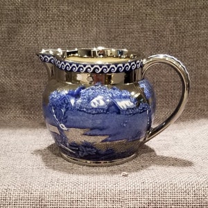 Wedgwood Fallow Deer Blue and Silver Creamer - Wedgwood of Etruria and Barlaston