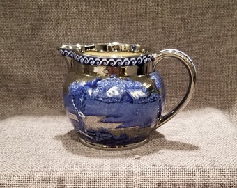 Wedgwood Fallow Deer Blue and Silver Creamer - Wedgwood of Etruria and Barlaston