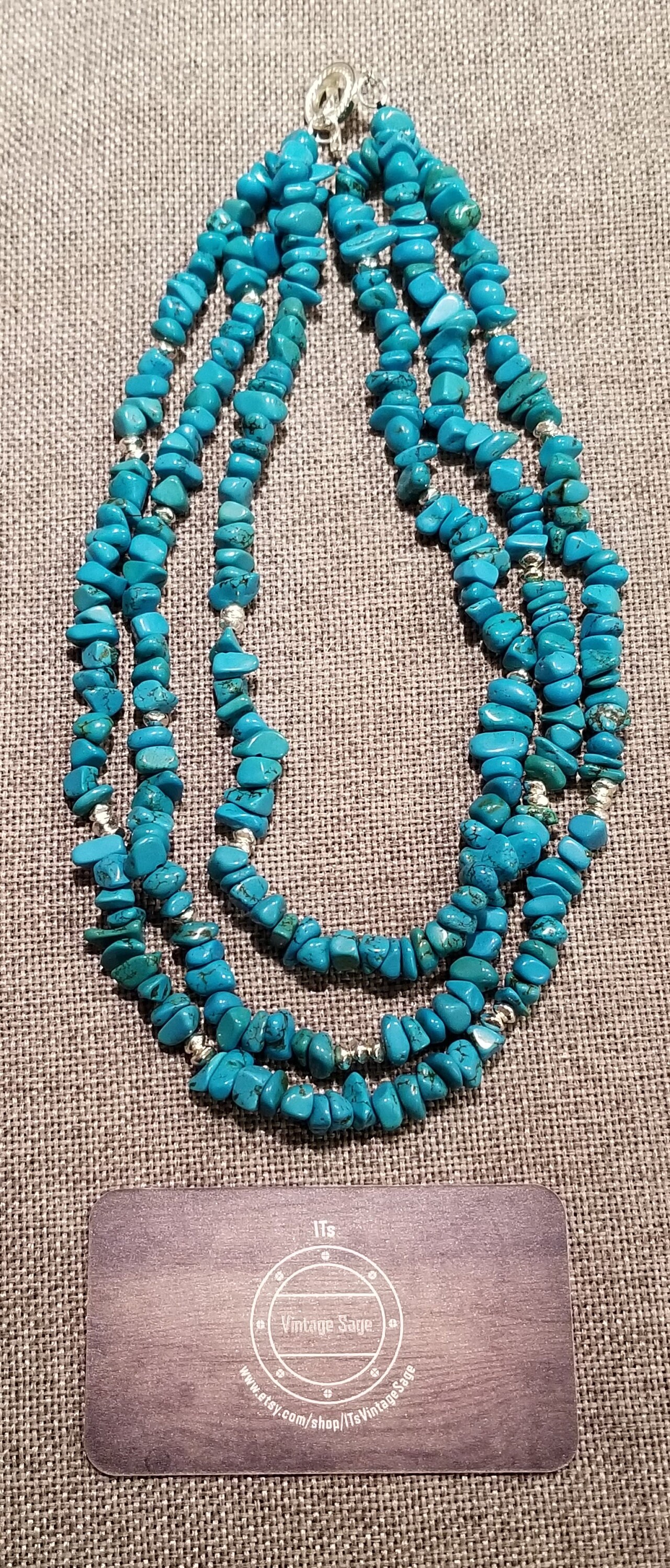 Lucas Lameth Silver and Turquoise Dyed Howlite Necklace 17 | Etsy