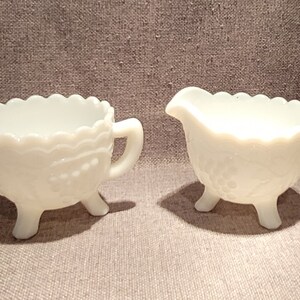 Vintage Imperial Milk Glass Cream and Sugar Set: Grapes & Vine Design