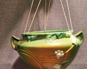 Roseville Pottery Snowberry Green Hanging Planter - 1947 - Etsy