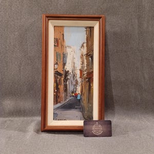 Framed Oil on Board Painting of European Italy France Cityscape City Landscape  15&quot; x 8&quot; x 1&quot; - Signed