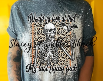 Last flying f*ck bleached shirt | retro | skellie | handmade | bleached shirt with saying | vintage shirt | bestselling | leopard shirt