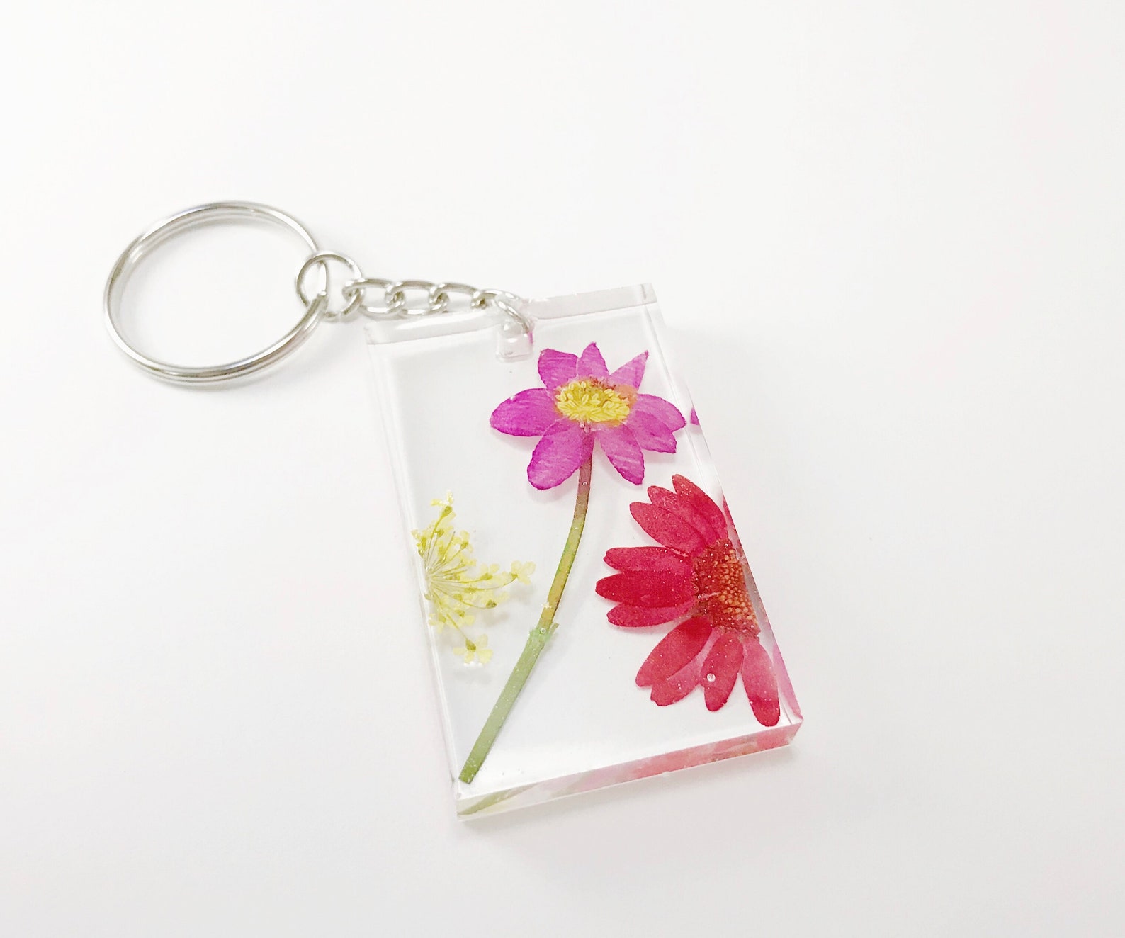 Assorted Flower Resin Keychain Etsy