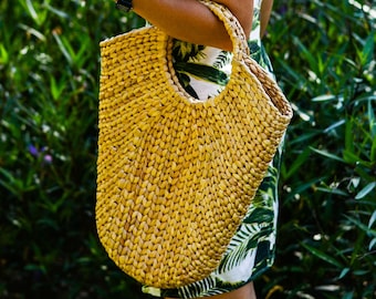 The Woven Statement - handmade woven water hyacinth market/work/evening bag by Woven Vietnam on Etsy