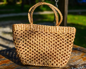 The Woven Boat Bag - handmade woven water hyacinth shoulder market/beach tote bag by Woven Vietnam on Etsy