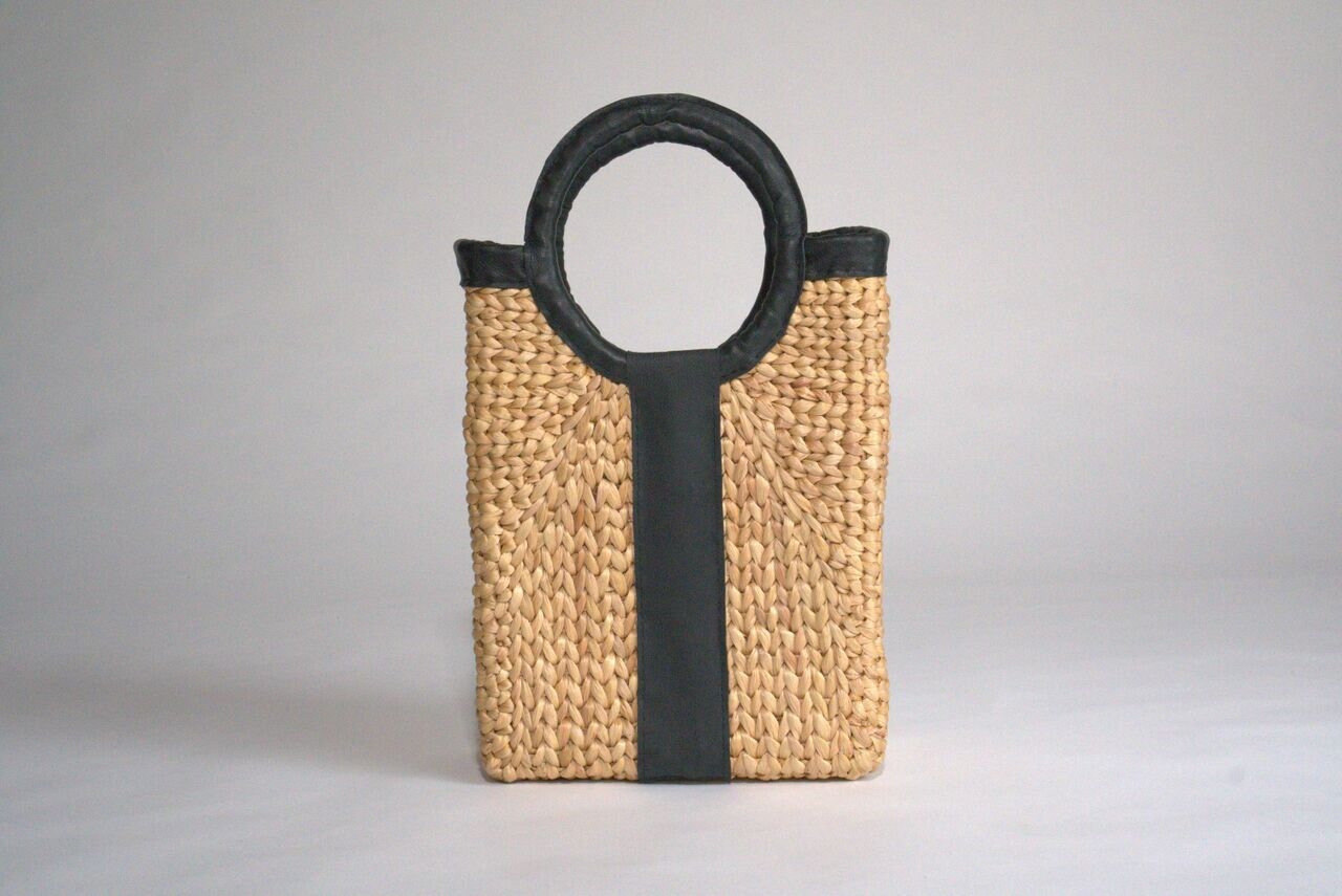 The Woven Shopper - Handmade Woven Water Hyacinth Top Handle Bag With ...