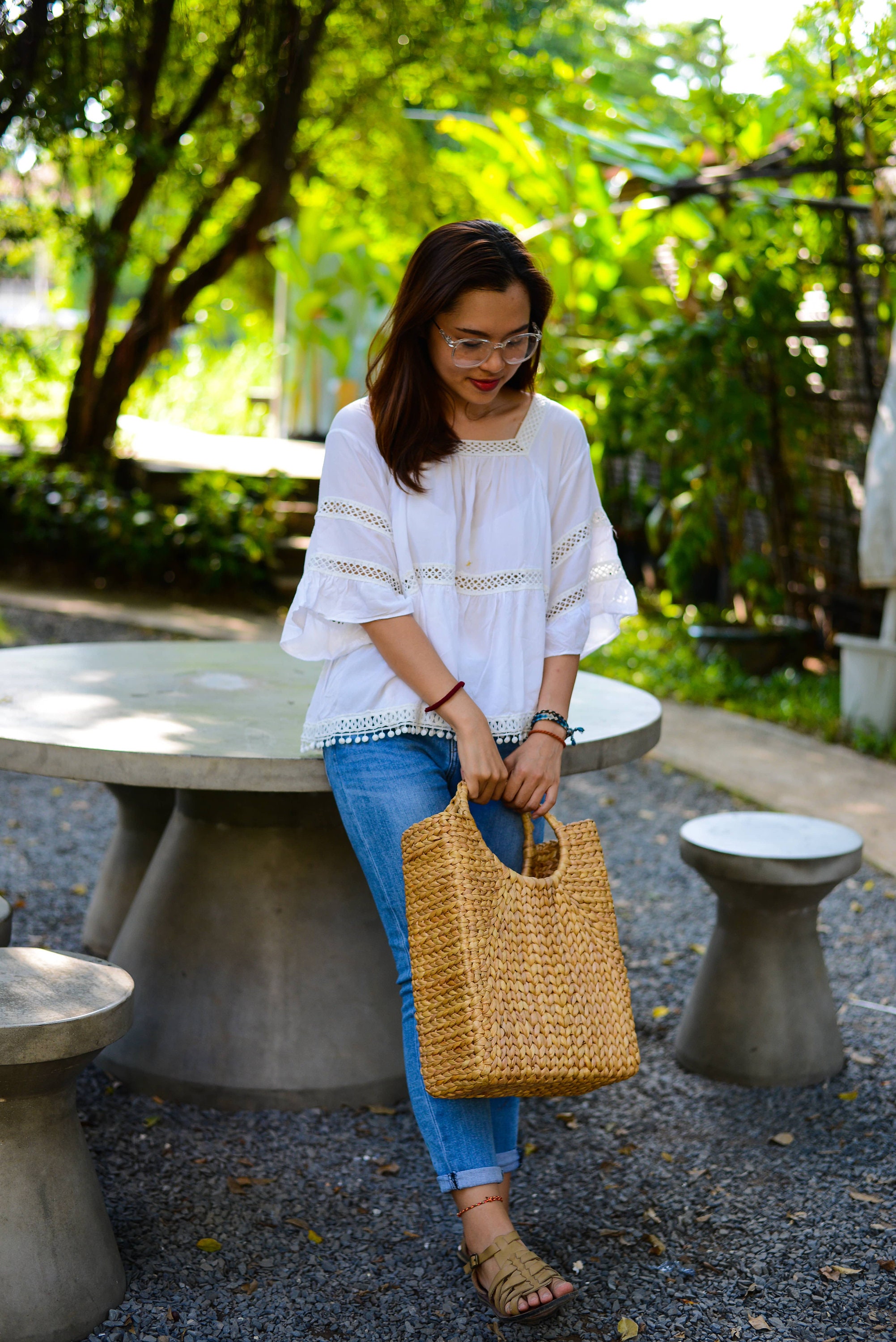 The Woven Shopper - Handmade Woven Water Hyacinth Top Handle Bag With ...