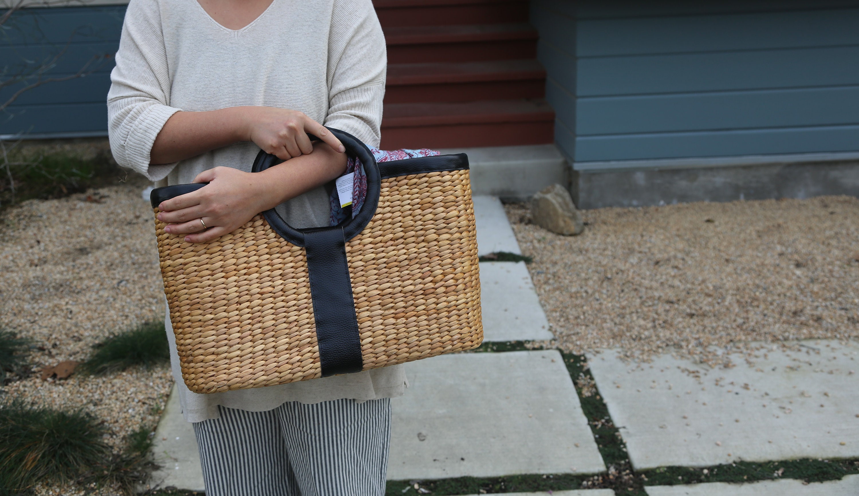 The Woven Getaway - Handmade Large Woven Water Hyacinth Bag With ...