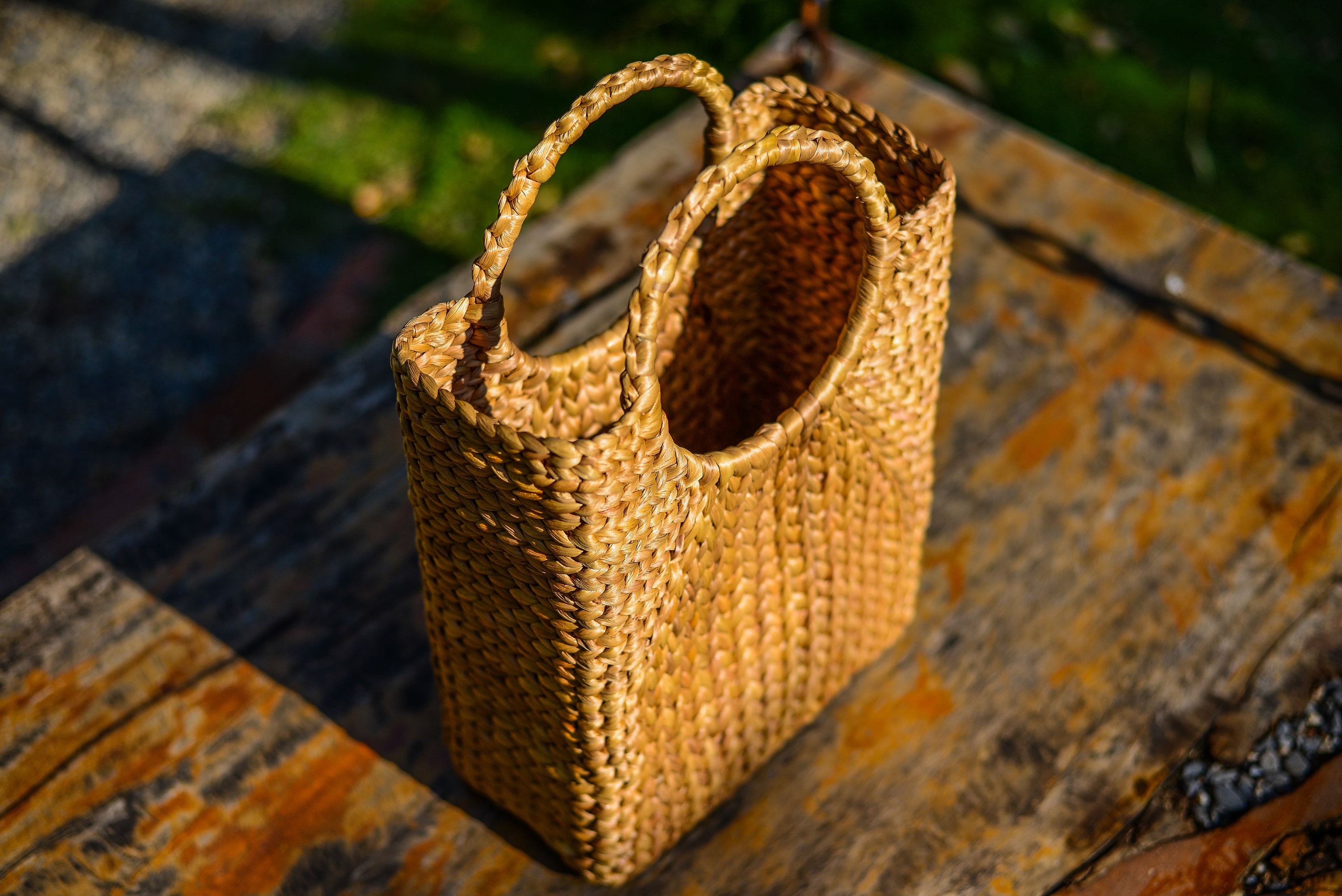 The Woven Shopper - Handmade Woven Water Hyacinth Top Handle Bag With ...
