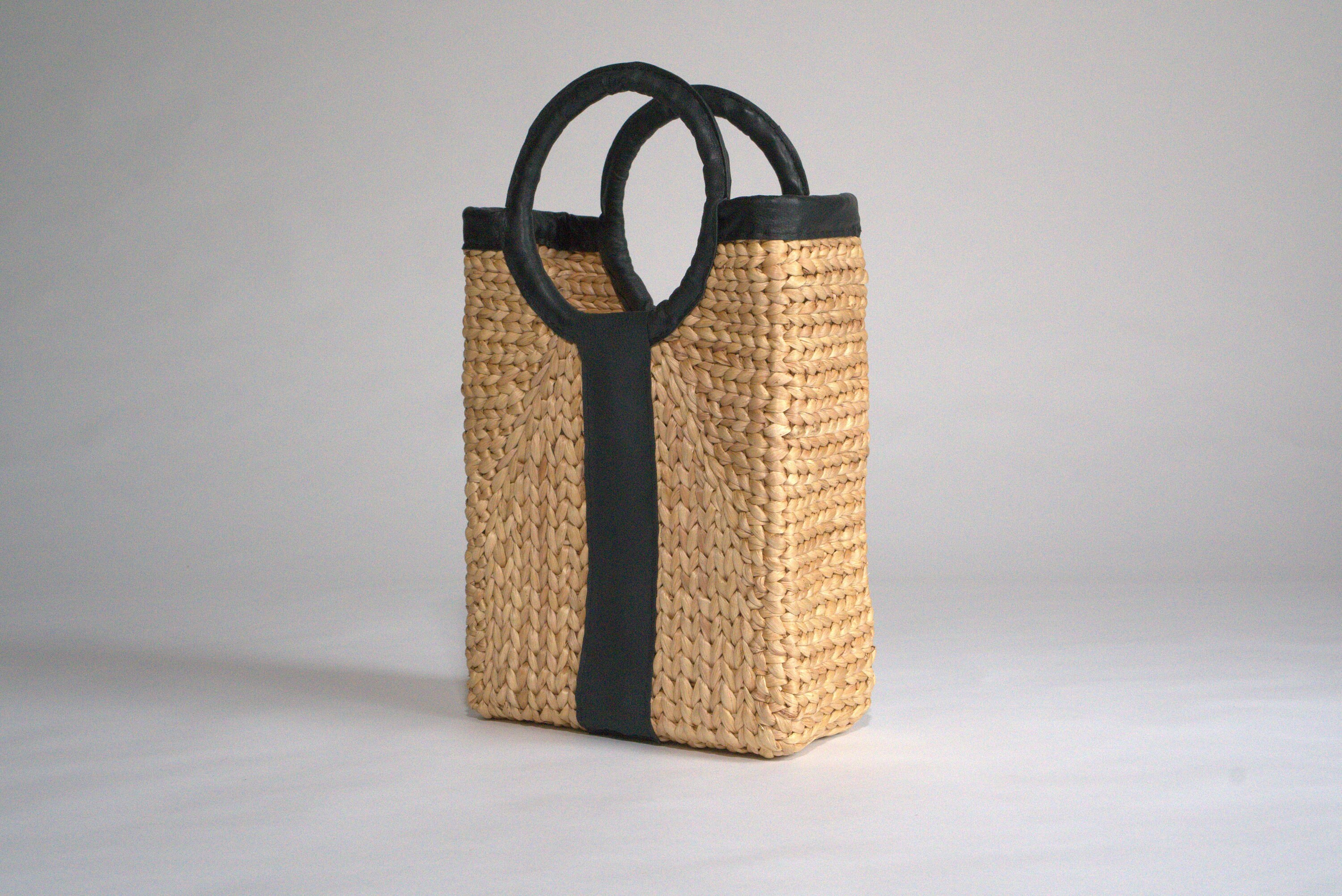 The Woven Shopper - Handmade Woven Water Hyacinth Top Handle Bag With ...