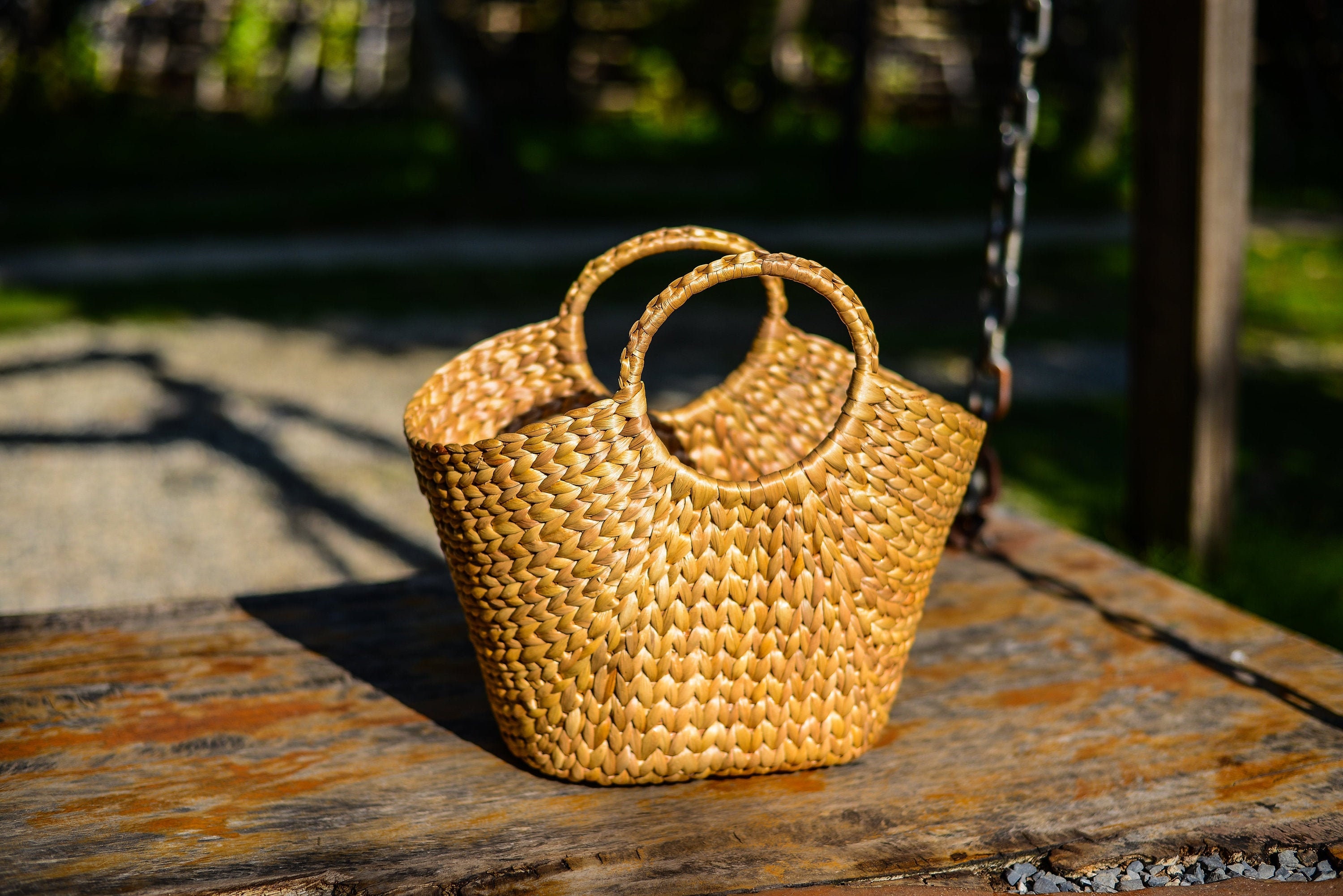 The Woven Basket Bag Handmade Woven Water Hyacinth - Etsy