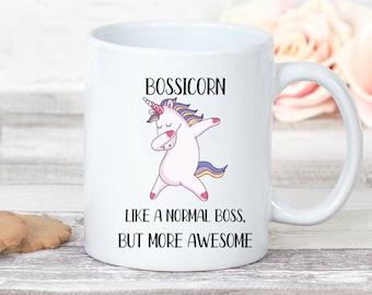 Custom Funny Boss Gift, Bossicorn Mug Like A Normal Boss But More Awesome Funny Mug Cup, Thank you Mugs