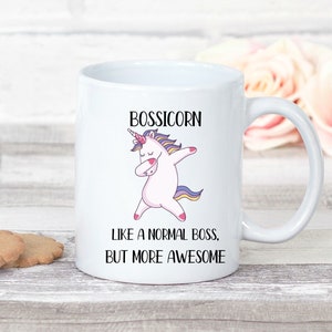 Custom Funny Boss Gift, Bossicorn Mug Like A Normal Boss But More Awesome Funny Mug Cup, Thank you Mugs image 1