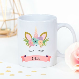 Personalized Unicorn Mug, Unicorn Face Mug, Unicorn Coffee Mug, Unicorn Lover Gift for Children, Name Mug, Gift for Daughter