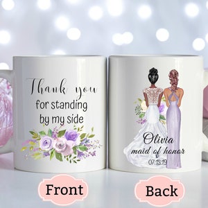 Taza de dama de honor personalizada, propuesta de dama de honor, propuesta de dama de honor, gracias por estar a mi lado, caja de dama de honor