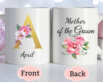 Personalized Mother of The Groom Mug, Mother of The Bride Mug, Mother in Law Gift, Wedding Mug, Floral Monogram Mug