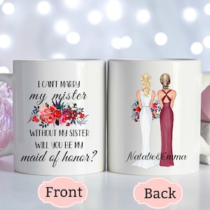 Taza de dama de honor personalizada, propuesta de dama de honor, propuesta de dama de honor, no puedo casarme con mi señor sin mi hermana, caja de dama de honor