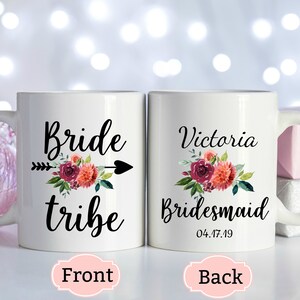 Taza de la tribu de la novia personalizada, taza de dama de honor personalizada, escuadrón de la novia, propuesta de dama de honor